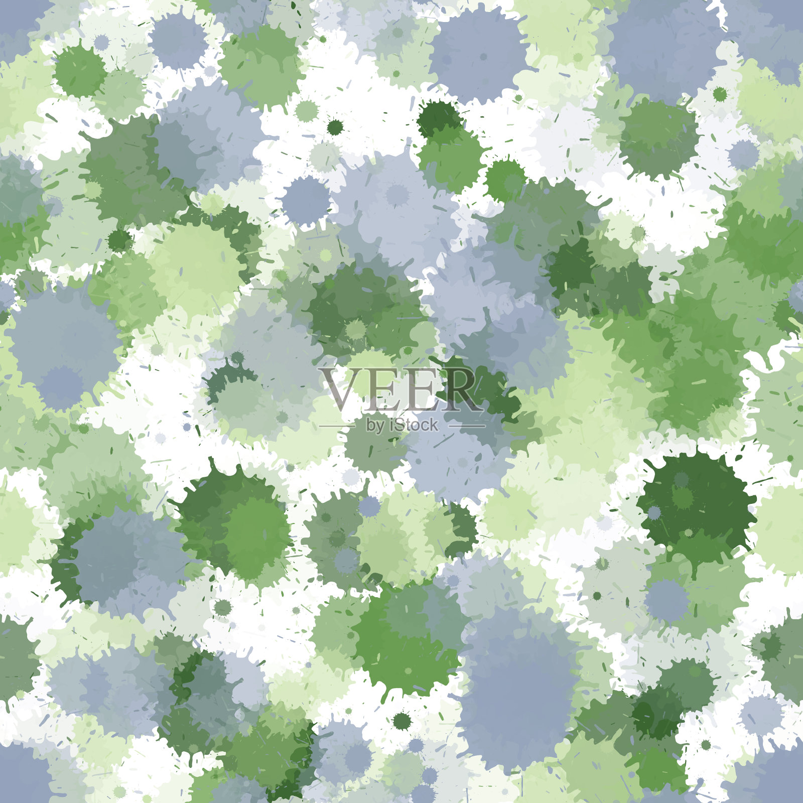 水彩绿色透明污渍矢量无缝墙纸图案插画图片素材