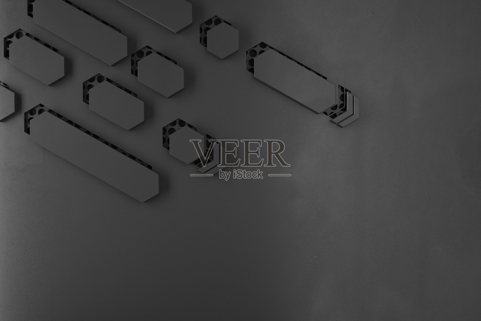 所有黑色概念与抽象的黑色垫子背景与金属电池部件。照片摄影图片