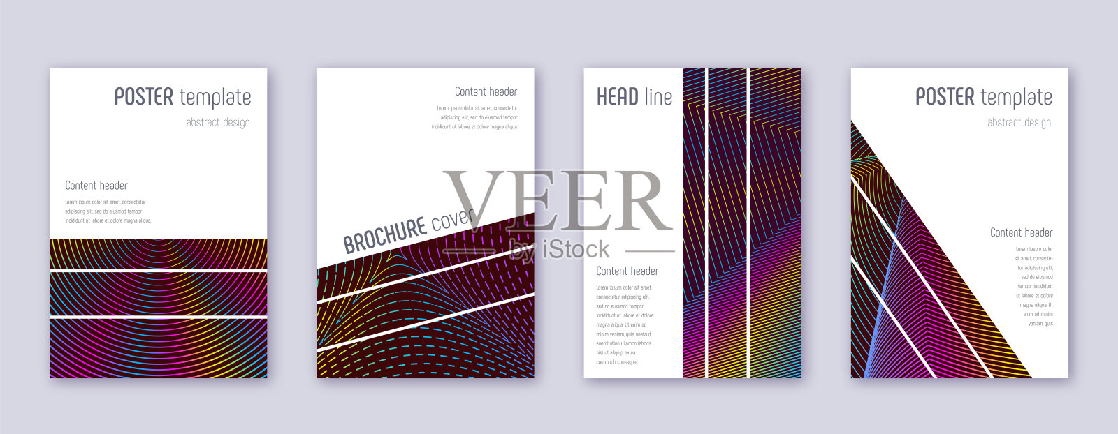 几何宣传册设计模板集。彩虹ab设计模板素材