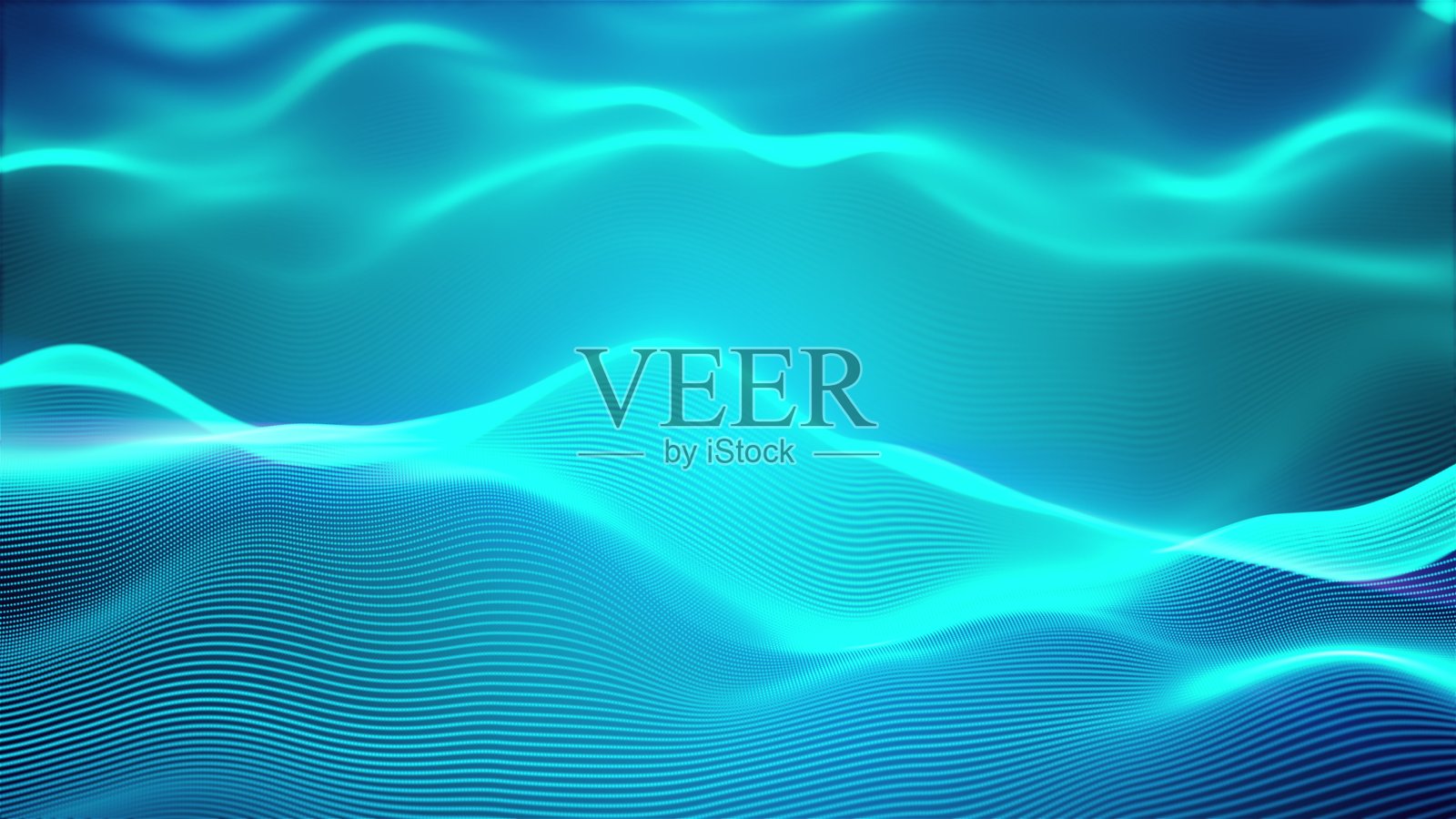 电脑生成了一个大的粒子数据波。发光条纹效果。未来背景的3D渲染照片摄影图片