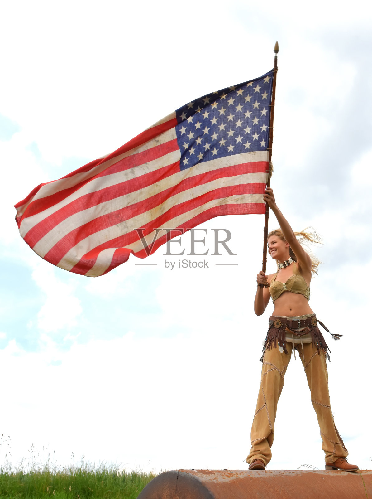 爱国青年美女照片摄影图片