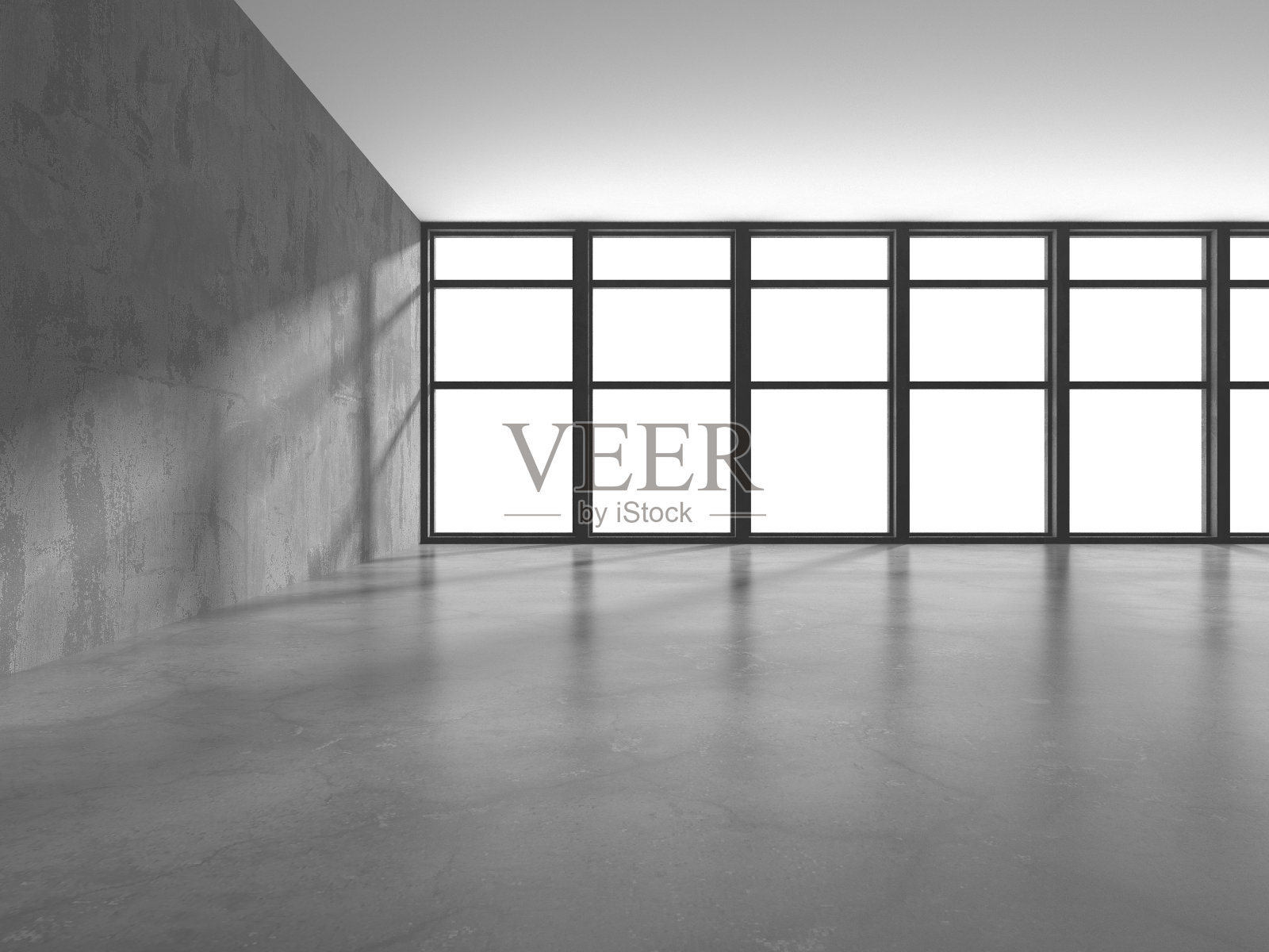 黑暗的混凝土空房间。现代建筑设计照片摄影图片