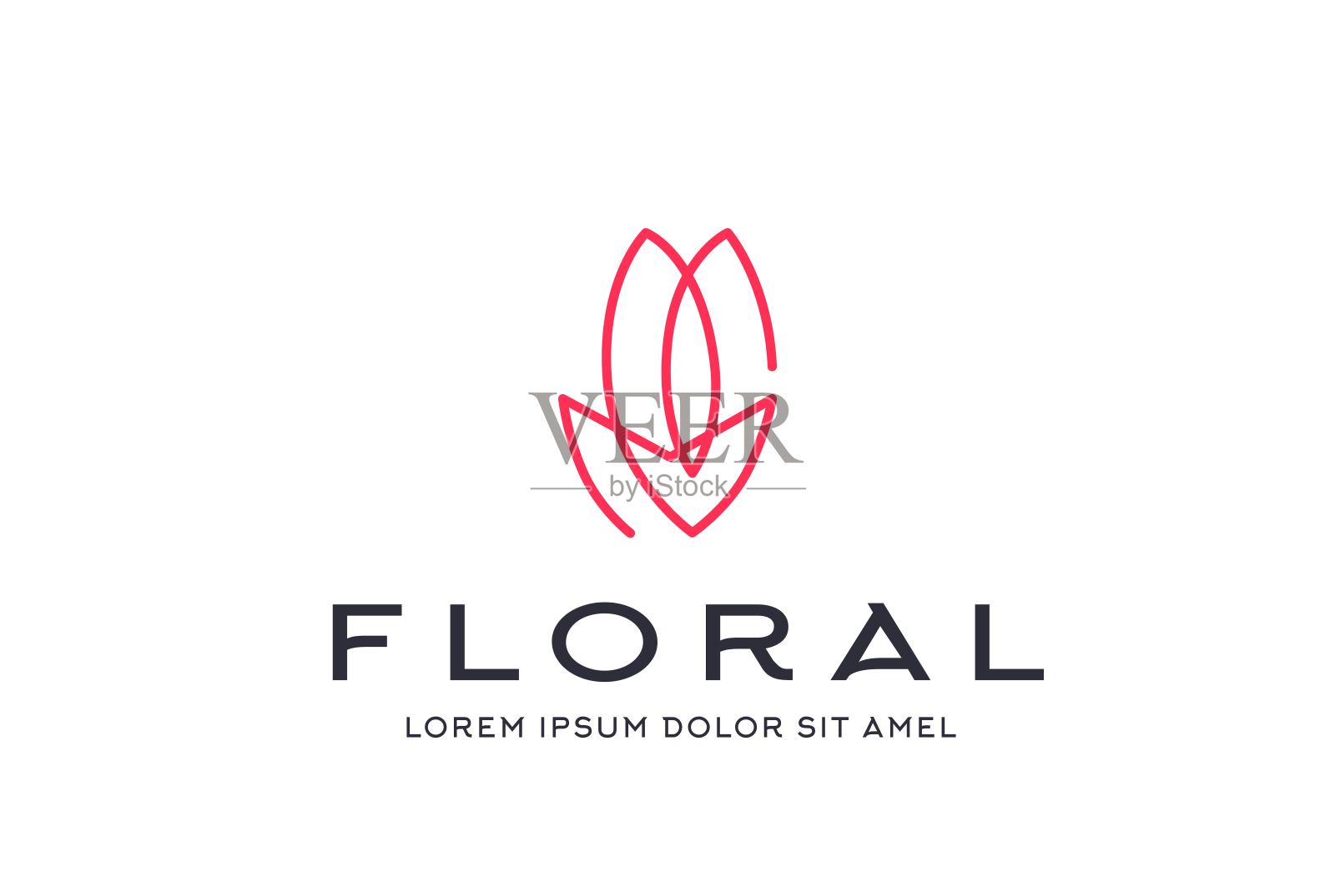 抽象高级粉红叶子图标设计矢量图形插画图片素材