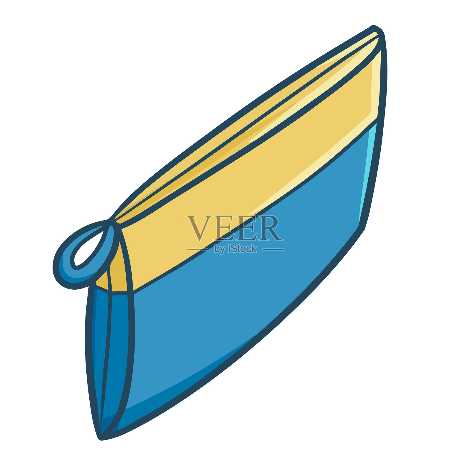 蓝色的铅笔盒插画图片素材