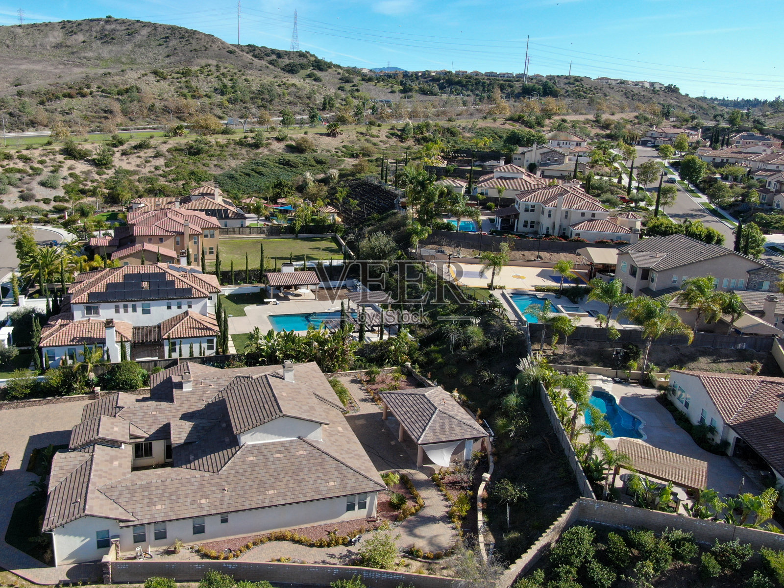 加利福尼亚州豪华住宅区航拍照片摄影图片