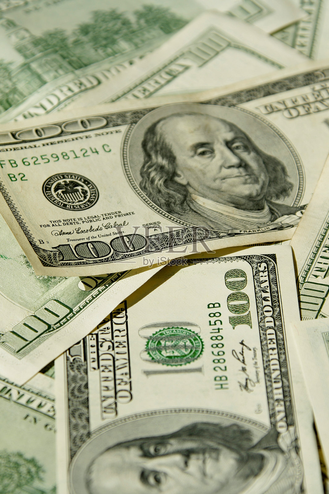 100美元钞票的背景照片摄影图片