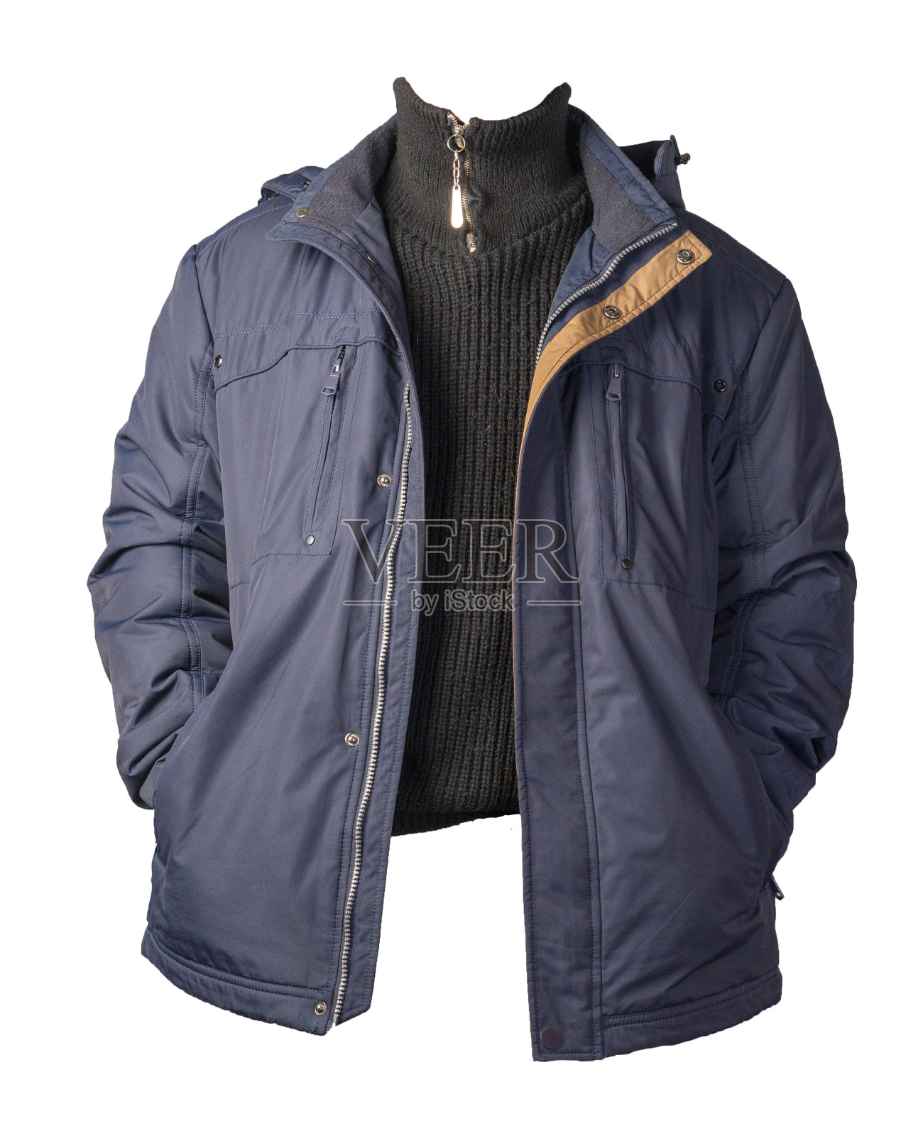 夹克和毛衣孤立在白色背景上照片摄影图片