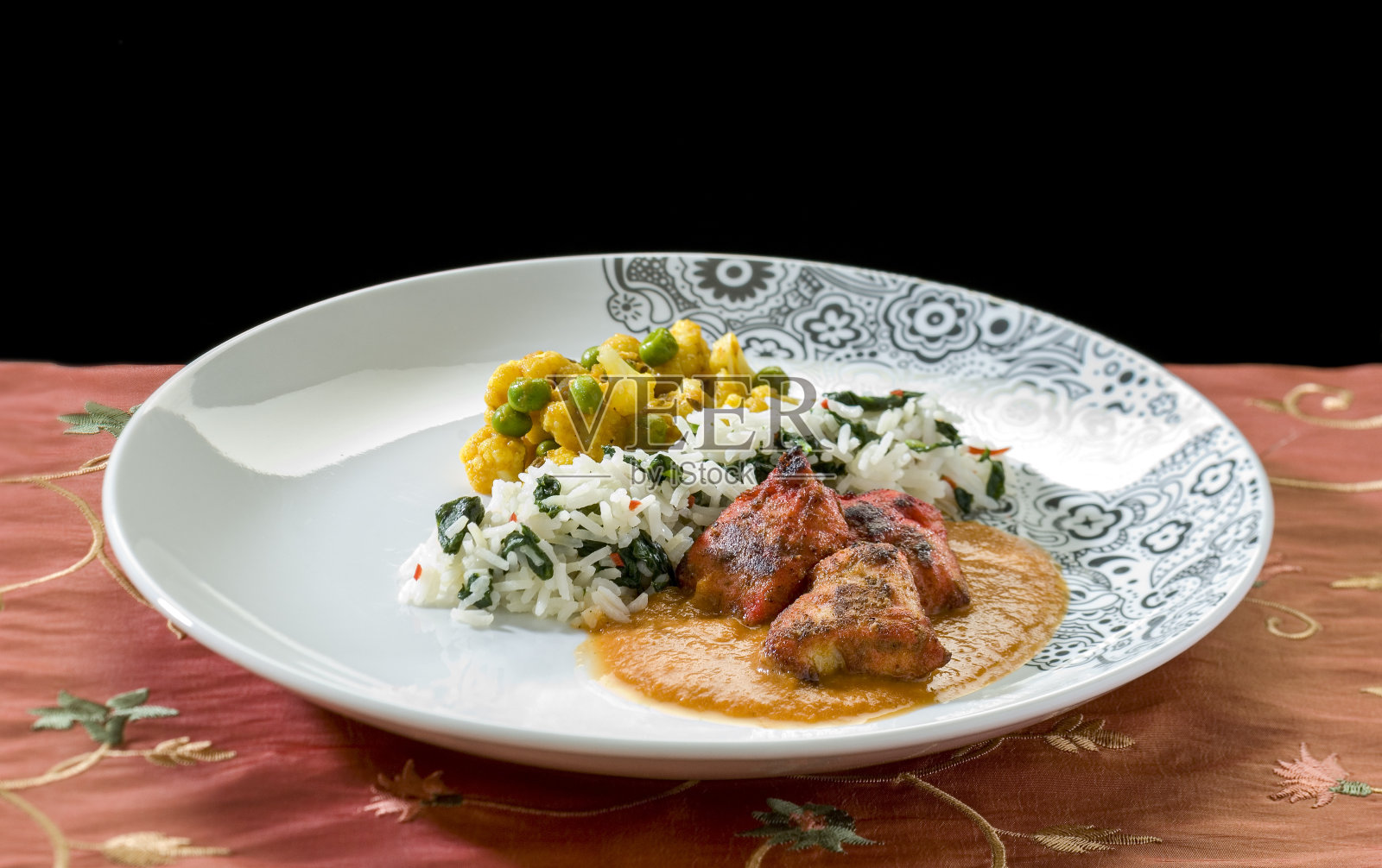 世界粮食:印度;国菜咖喱鸡块照片摄影图片