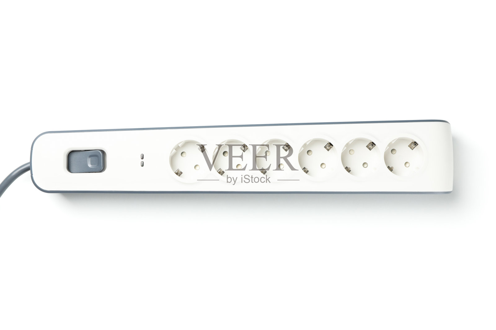 电源隔离在白色背景，俯视图照片摄影图片