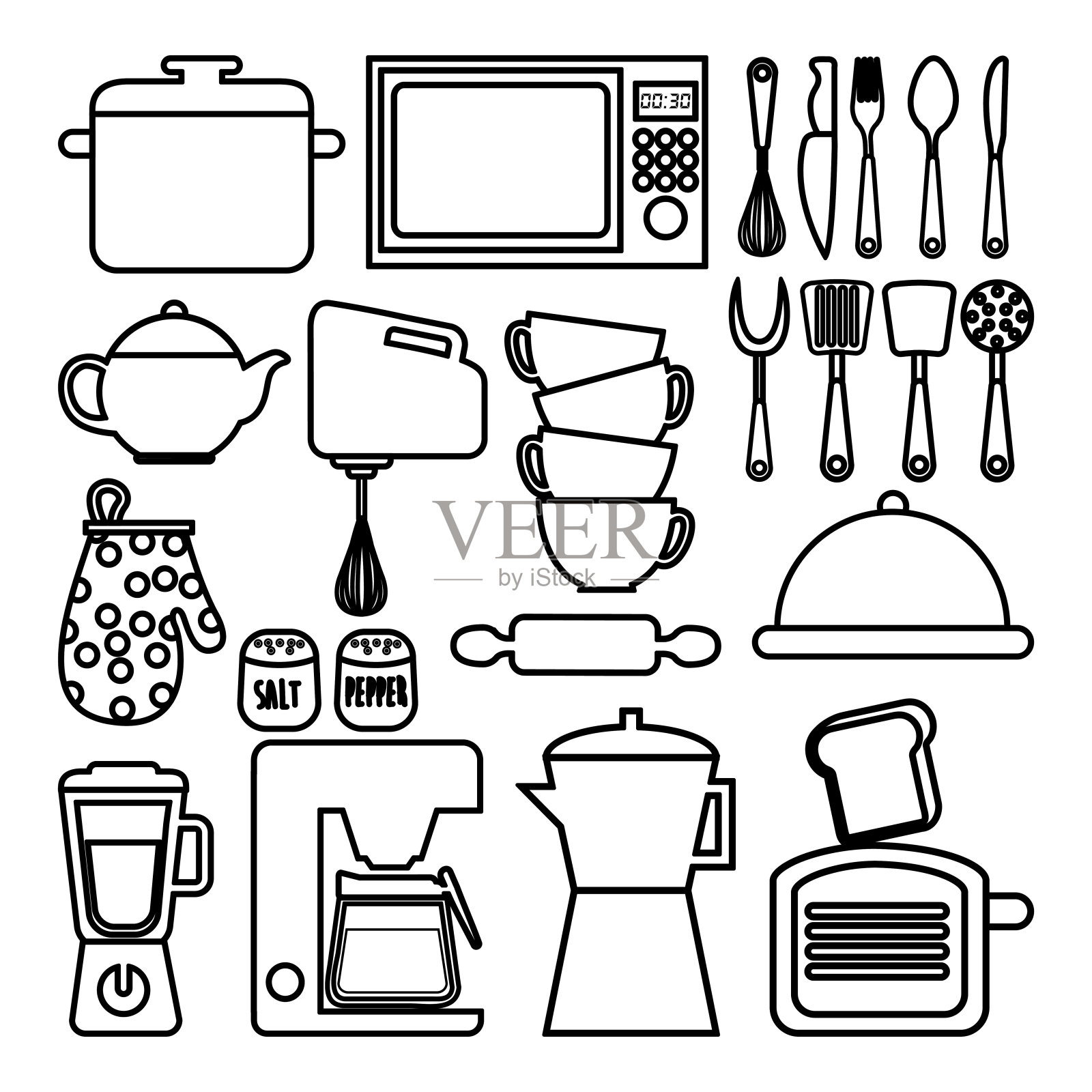 厨房用品图标集矢量设计图标素材