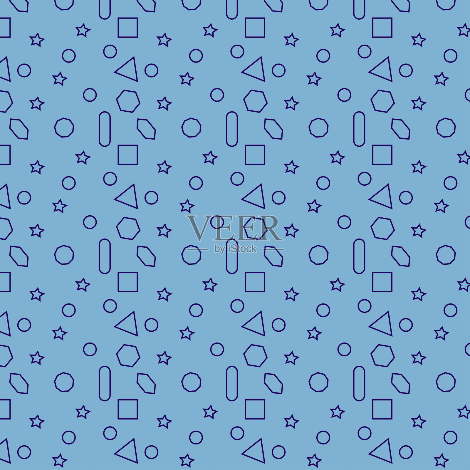 几何形状，三角形，圆形，正方形，矩形，星形。无缝模式插画图片素材