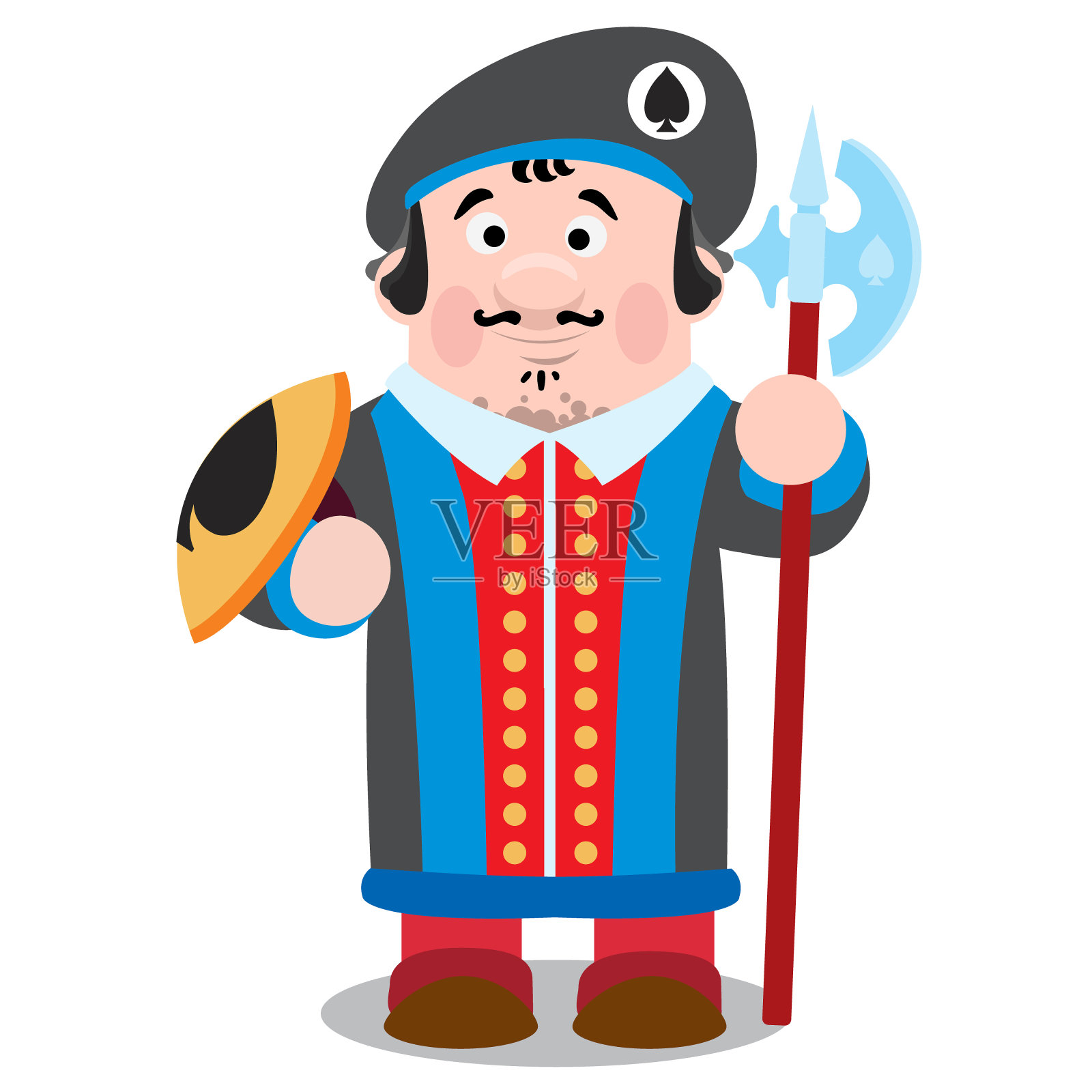 杰克黑桃。卡通人物向量。插画图片素材