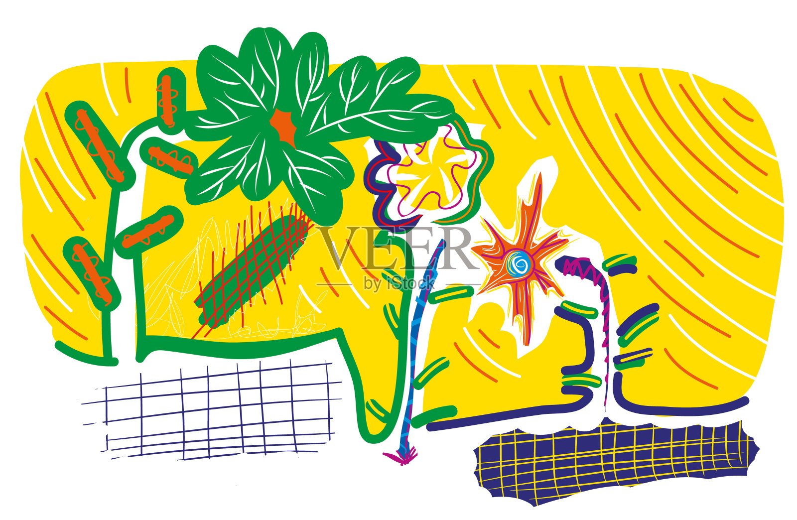 植物的抽象插图。插画图片素材