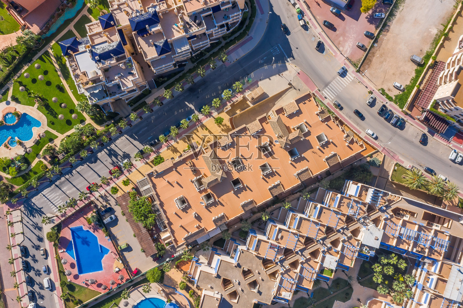 西班牙卡波洛克的屋顶鸟瞰图照片摄影图片