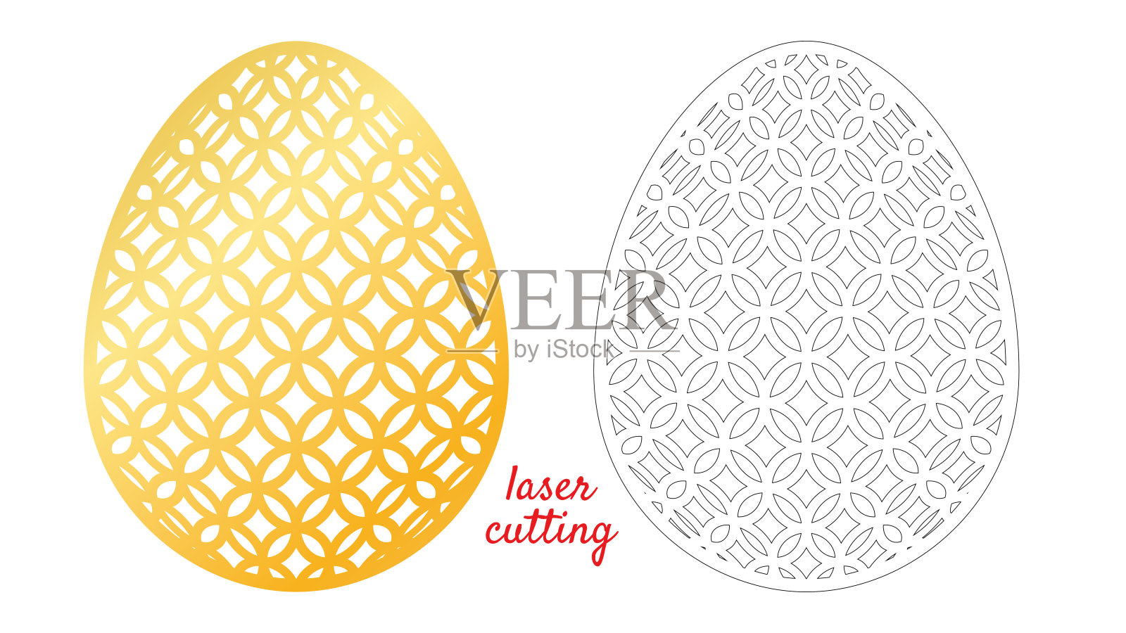 激光切割印刷设计。季节性的背景。可爱的矢量图。复活节矢量蛋快乐。复活节的象征。点缀装饰。节日装饰。激光切割模板插画图片素材