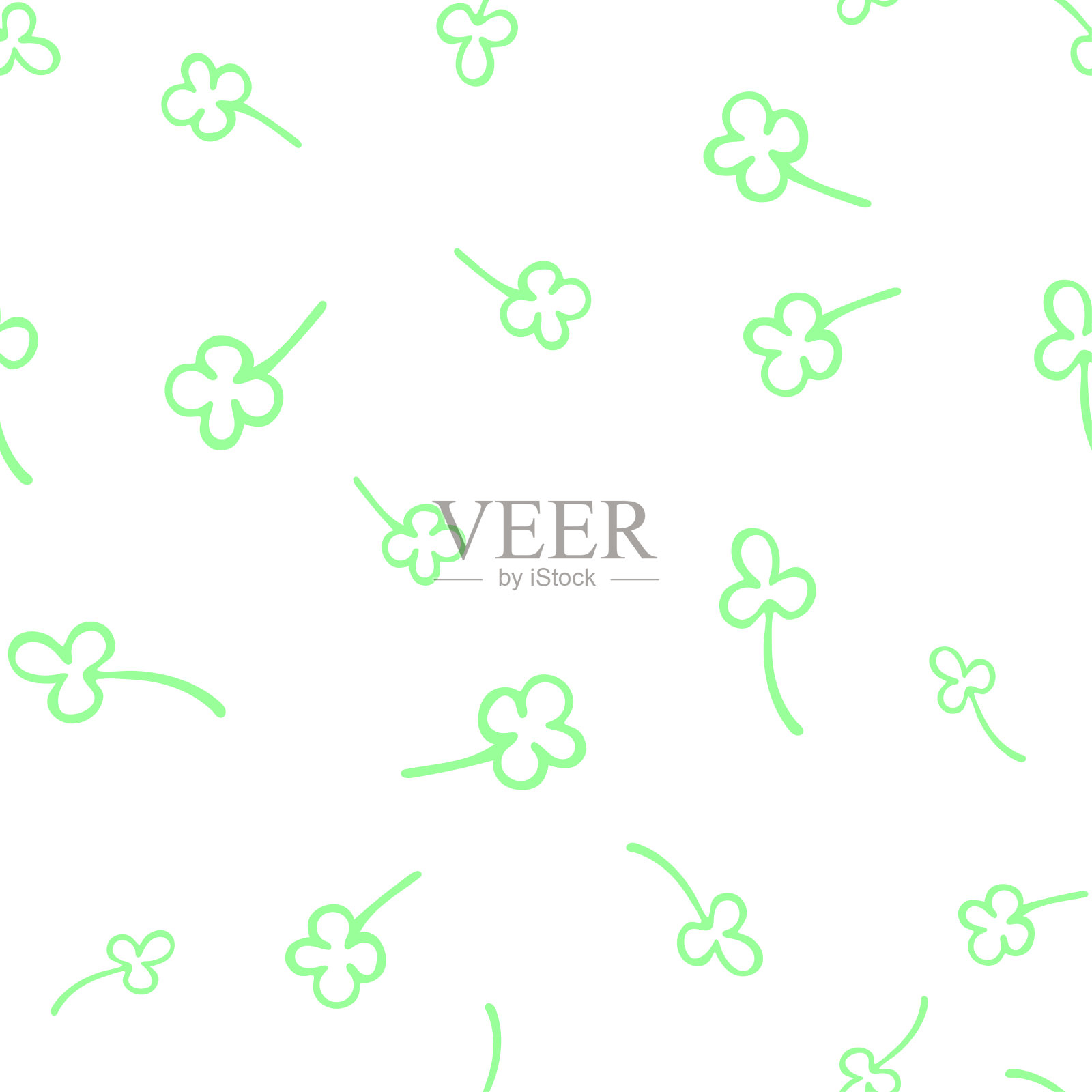 无缝模式与三叶草。象征着好运。矢量插图。插画图片素材