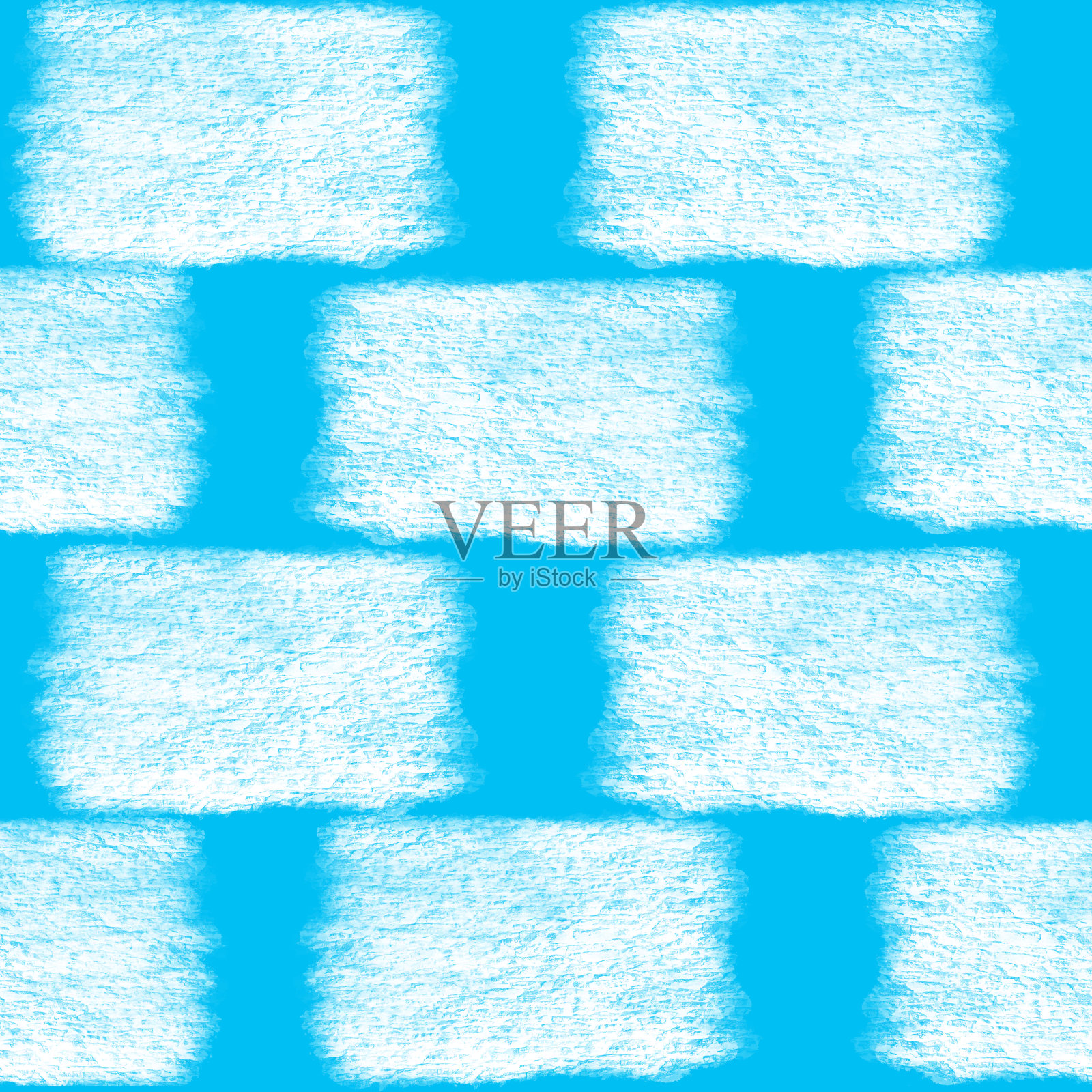 用白色的砖块无缝搭配蓝色背景，砖砌的天际墙插画图片素材