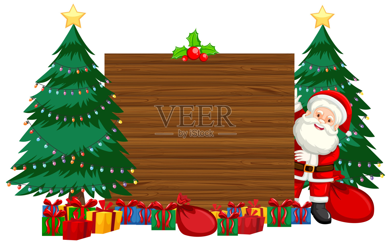圣诞主题与圣诞老人和礼物插画图片素材