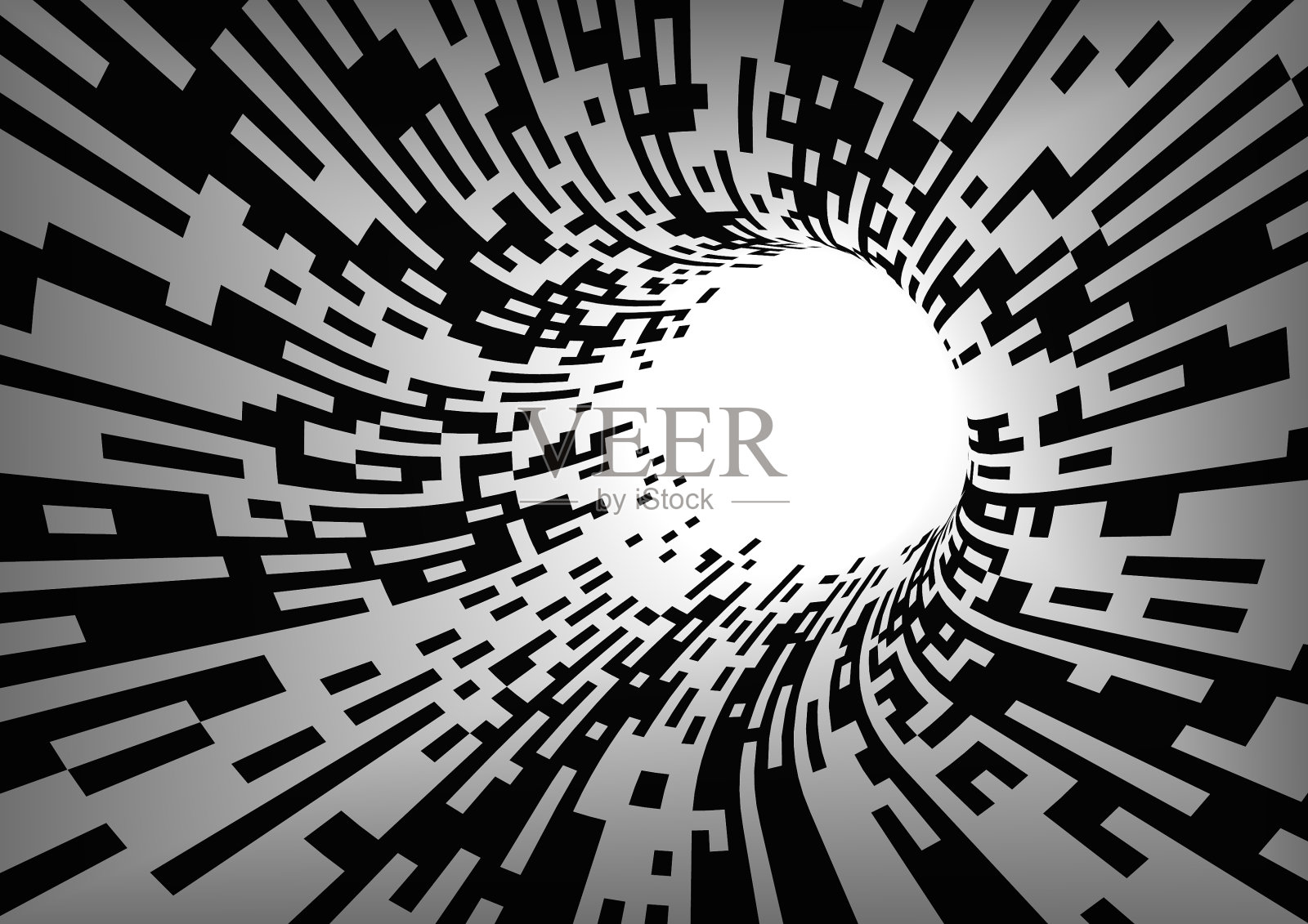说明隧道光学错觉黑白扭曲抽象背景插画图片素材