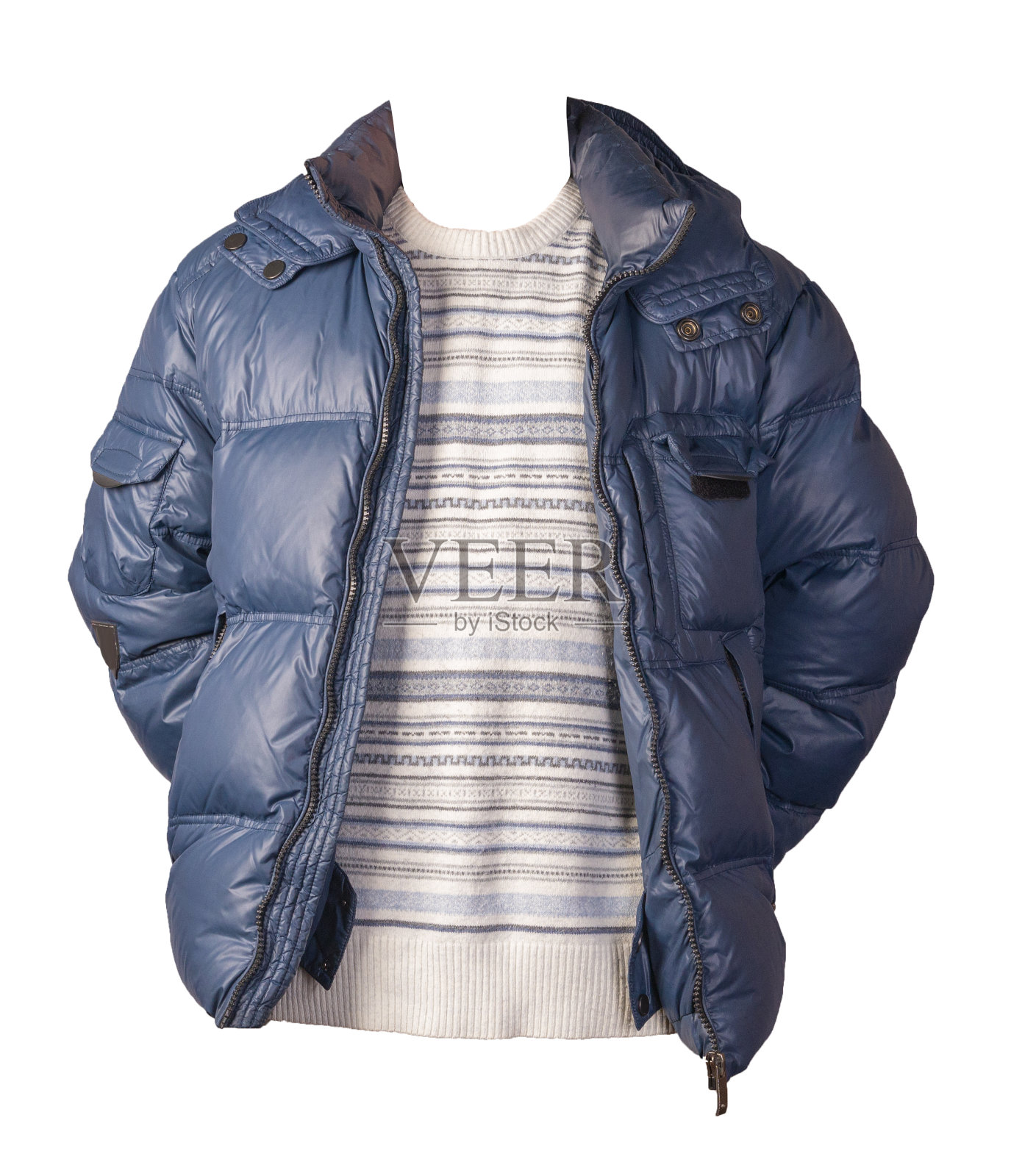 夹克和毛衣孤立在白色背景上照片摄影图片