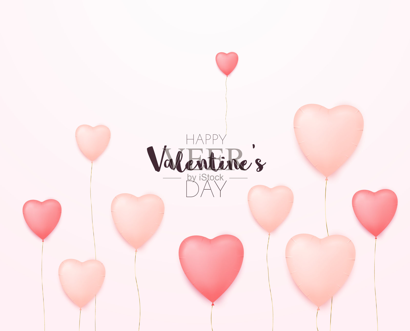 心形气球的情人节横幅。情人节促销海报。插画图片素材