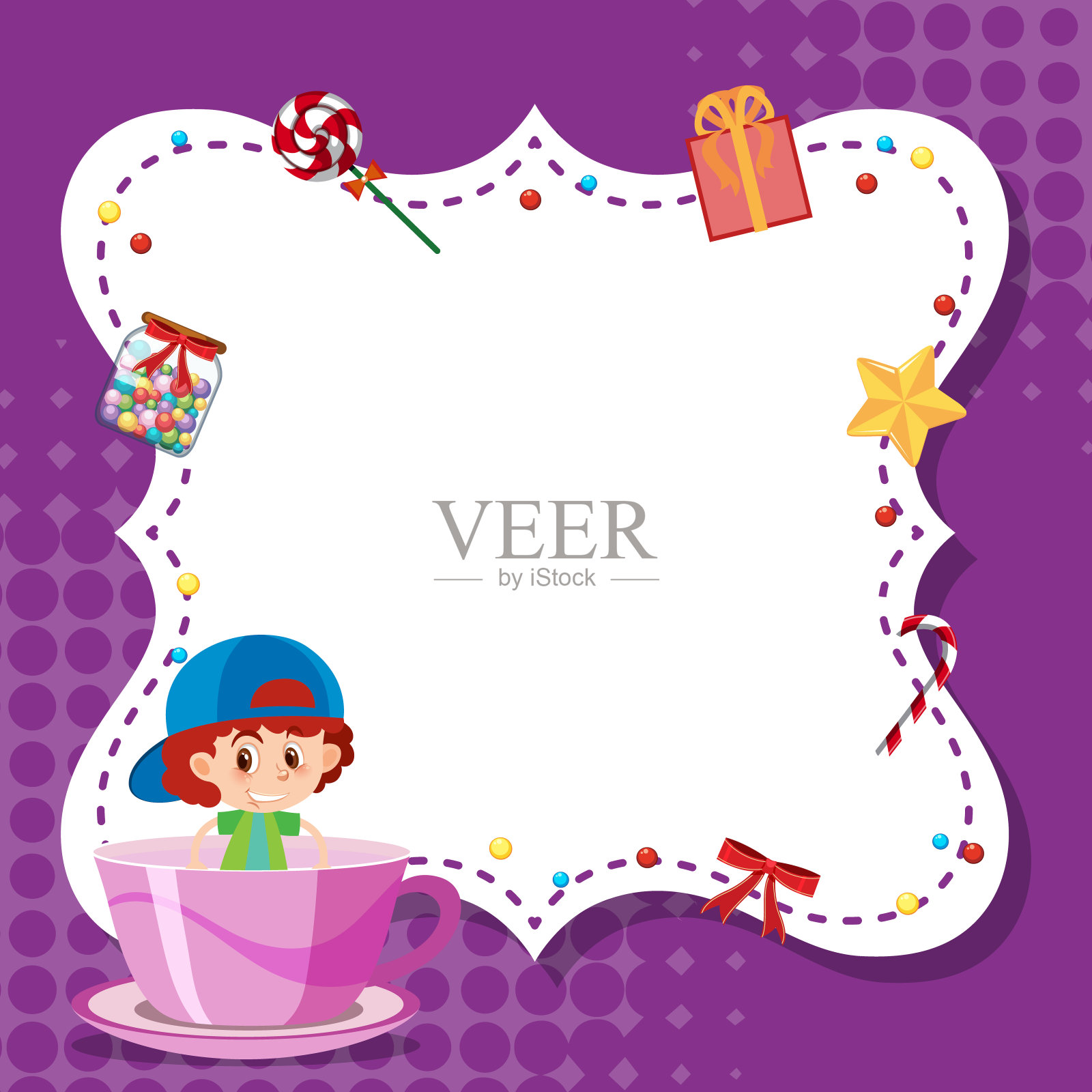 大杯男孩框架模板设计插画图片素材