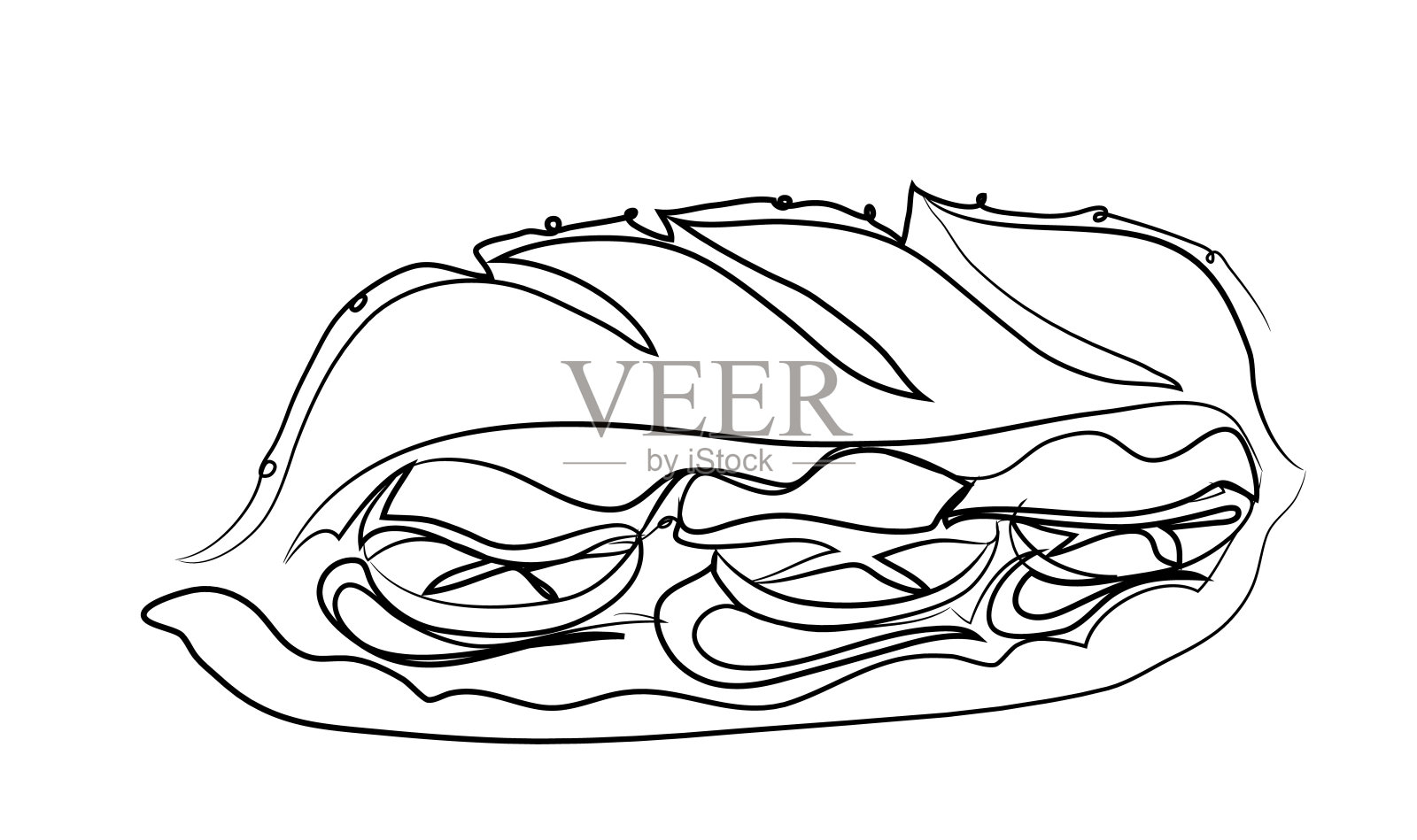 一幅新鲜三明治的连续线条图。插画图片素材