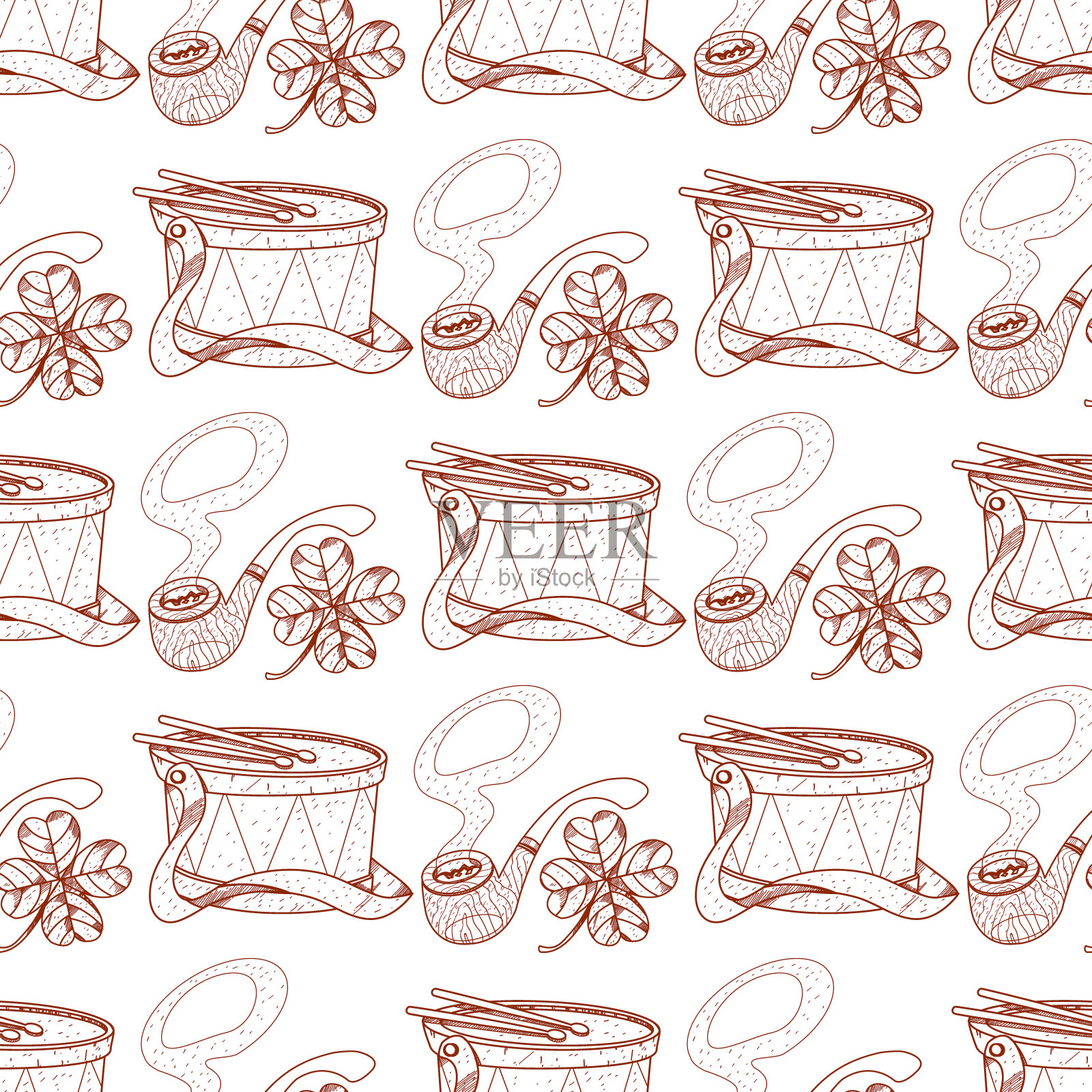 无缝图案有鼓和管插画图片素材