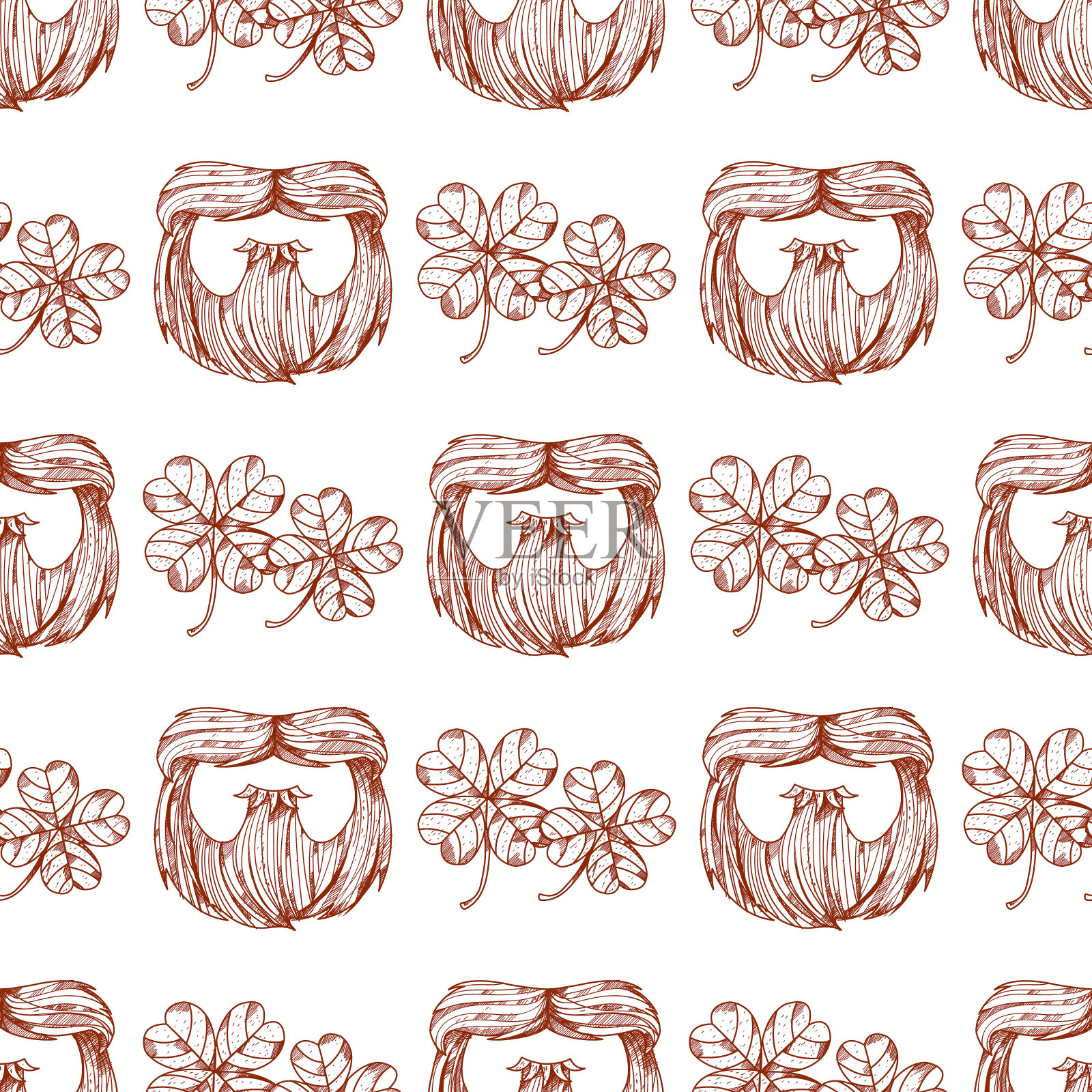 无缝图案与面具胡子和小胡子插画图片素材