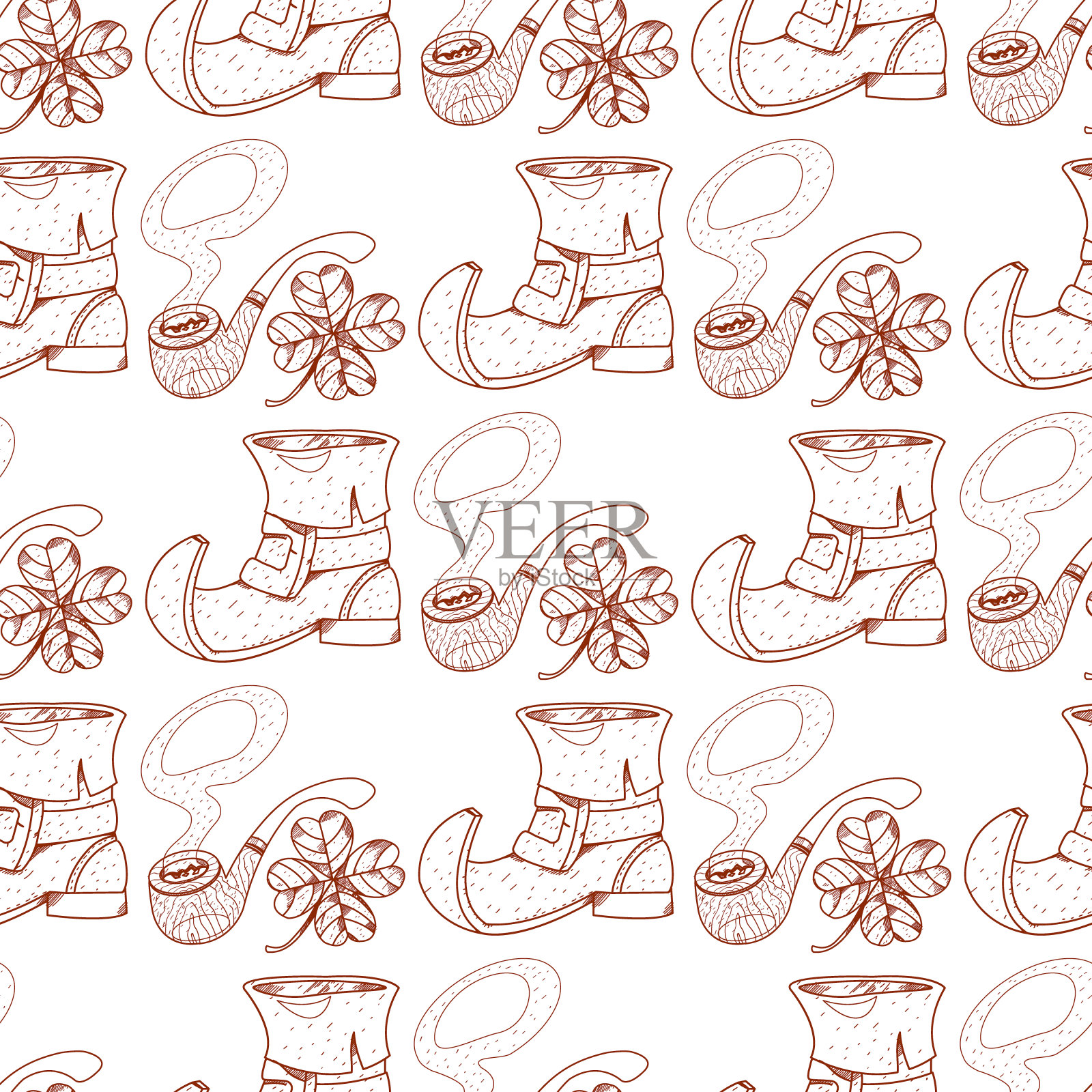 无缝模式，一个管道和一个引导小精灵插画图片素材