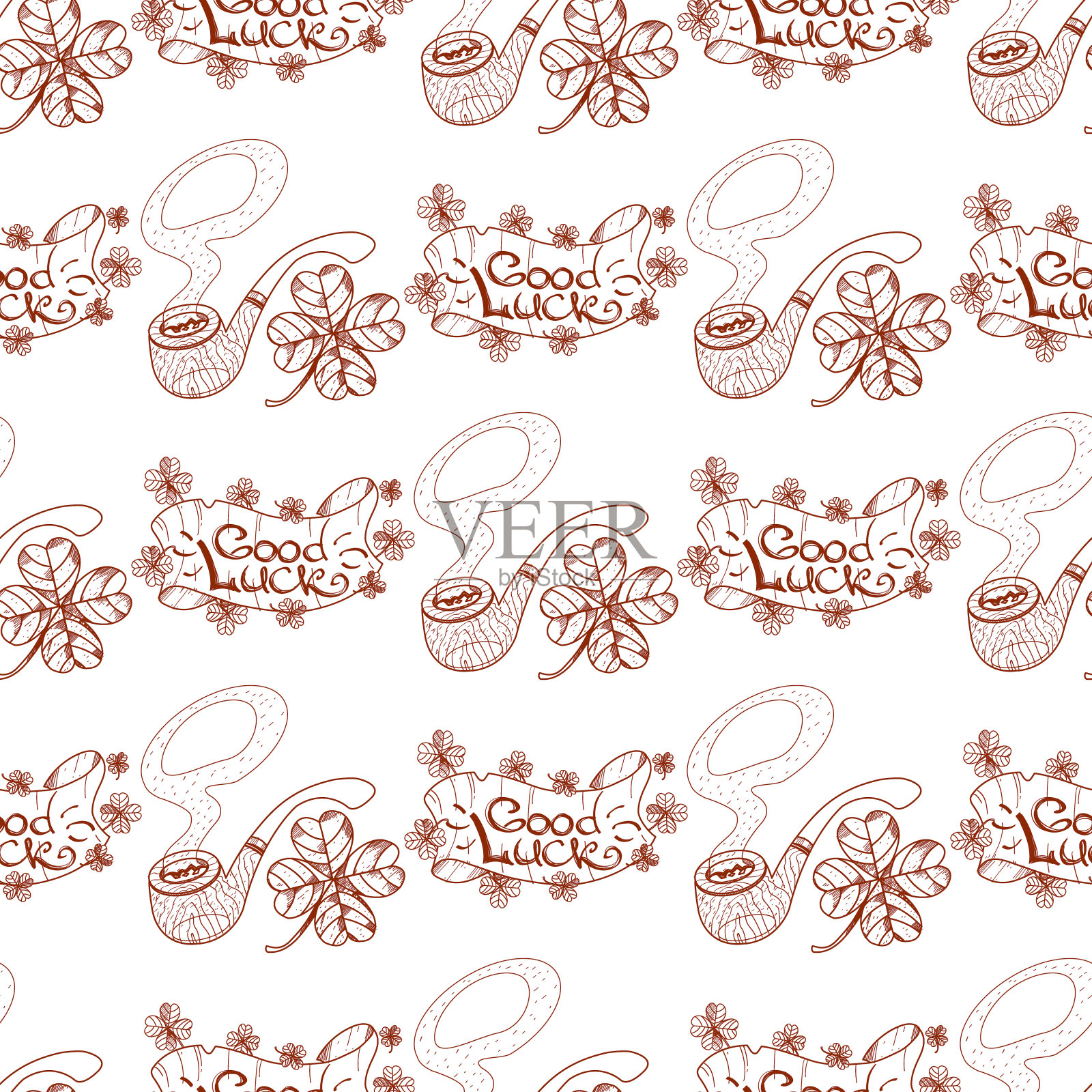 无缝图案与管道横幅和好运插画图片素材