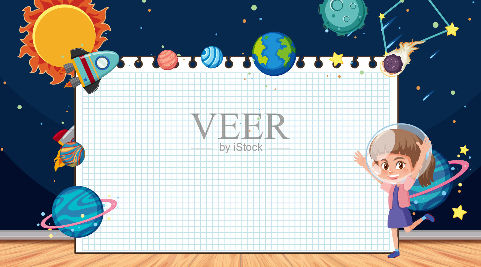 边框模板与空间主题在背景插画图片素材