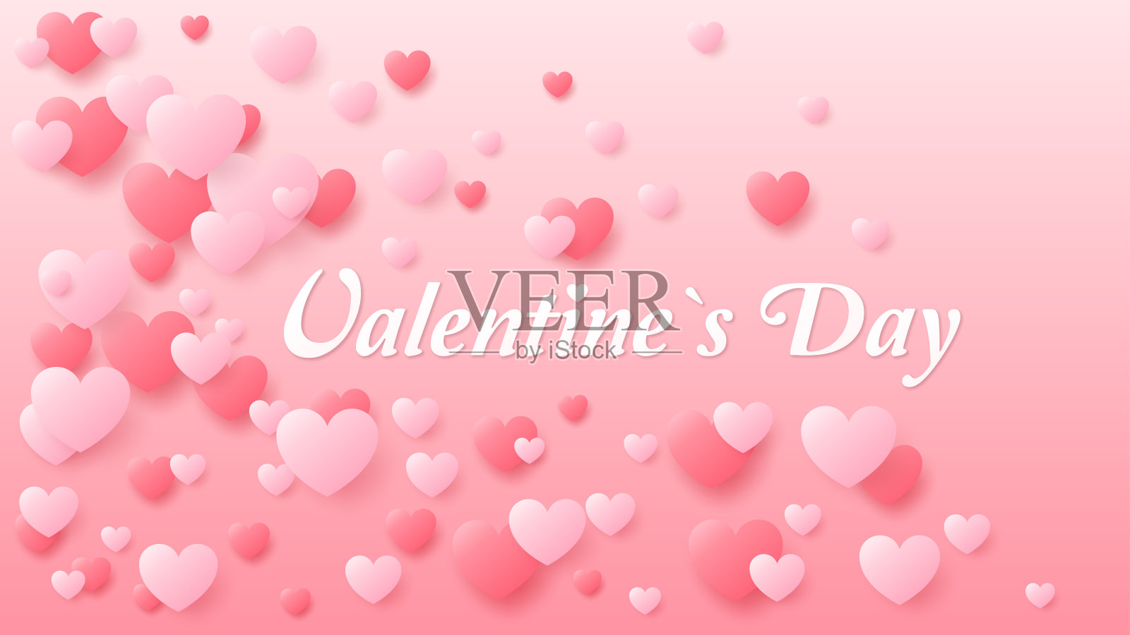 情人节海报上有红粉心。背景。矢量图插画图片素材