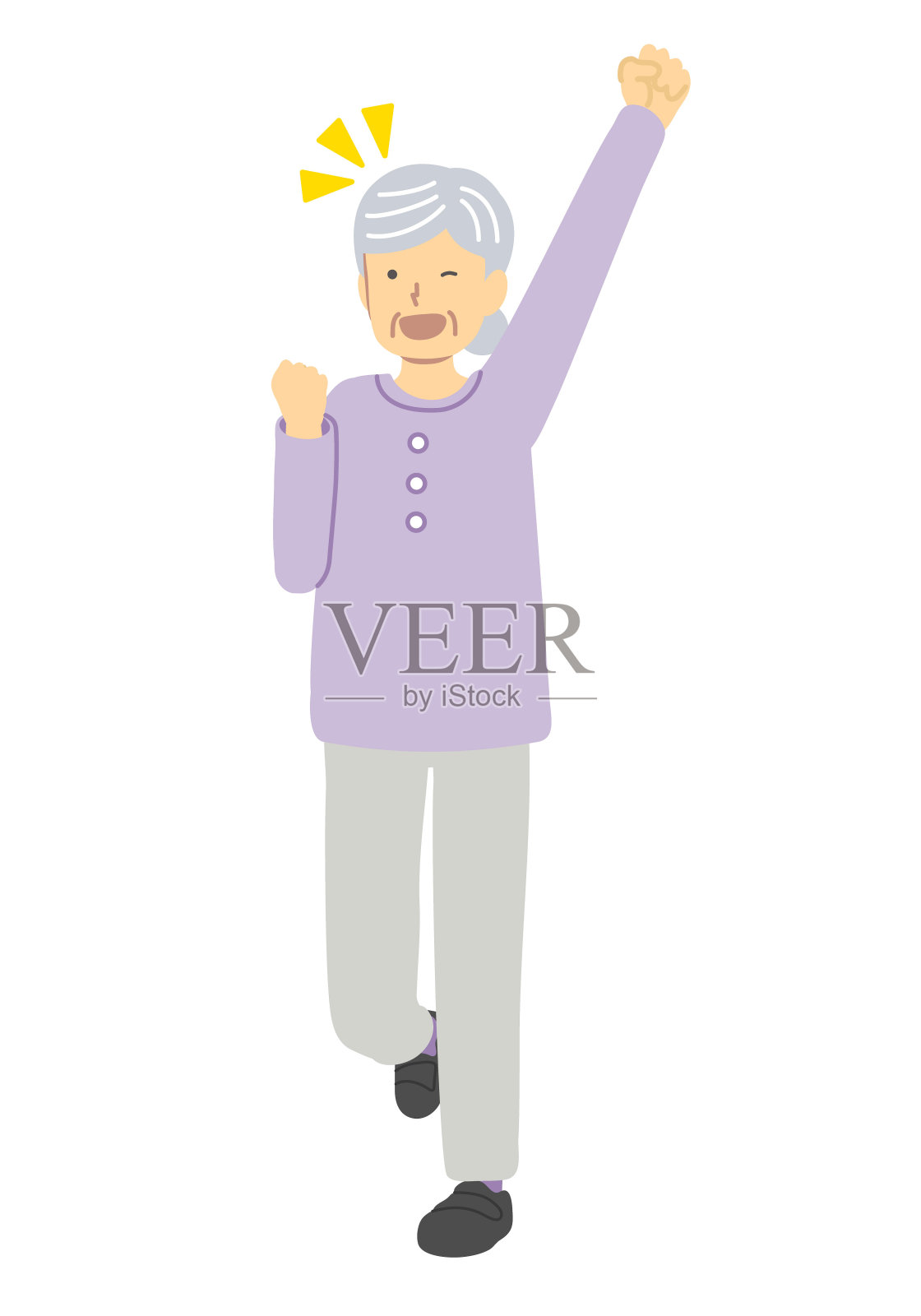 身着紫色衣服的资深女性摆出了勇敢的姿势设计元素图片