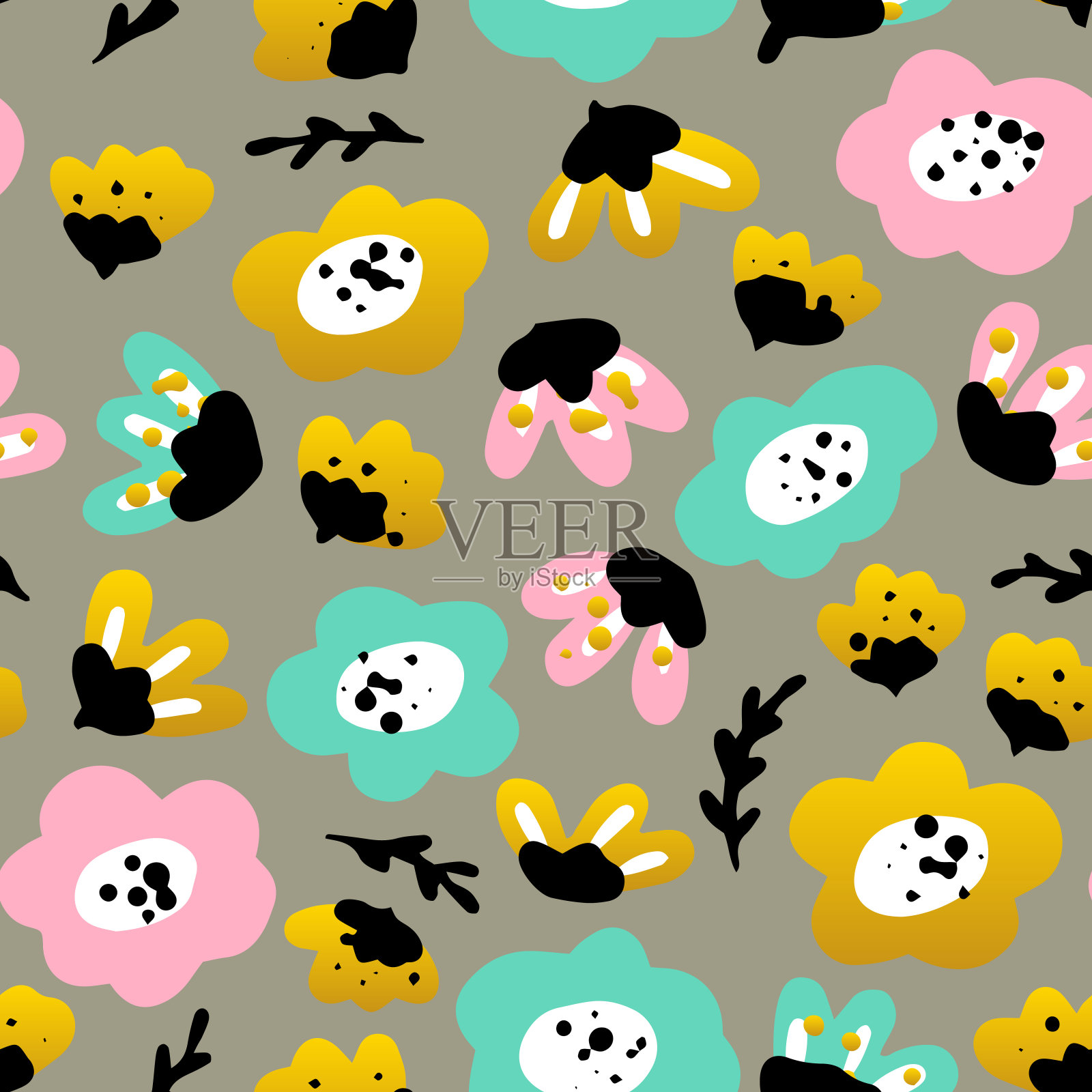 时尚花卉无缝图案插画图片素材