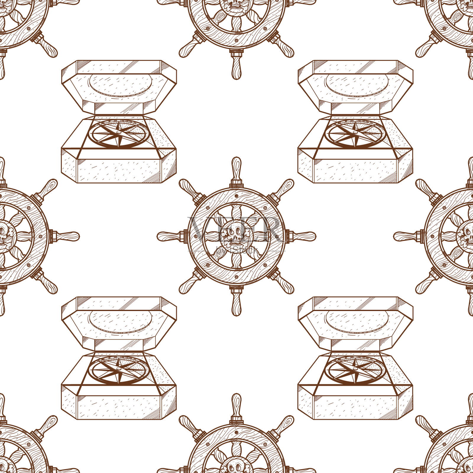 船轮表面设计的无缝图案设计元素图片