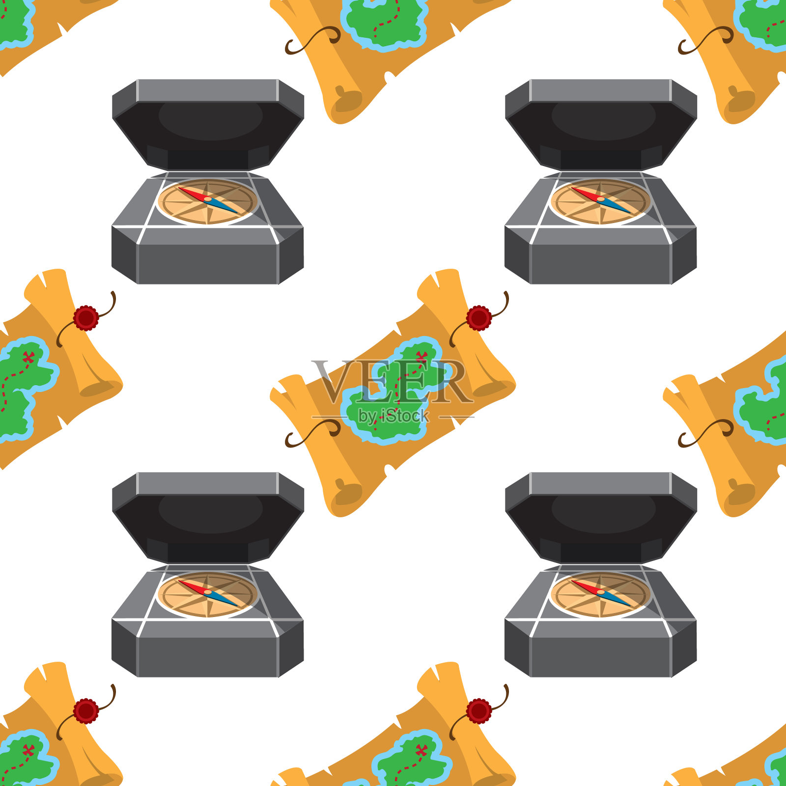 无缝图案设计为面岛图与地埋宝插画图片素材