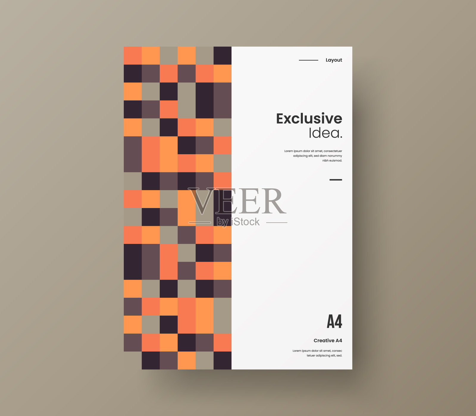 惊人的业务表示向量A4垂直方向的首页模拟。现代企业报表封面抽象几何插图设计布局。公司身份手册模板。设计模板素材