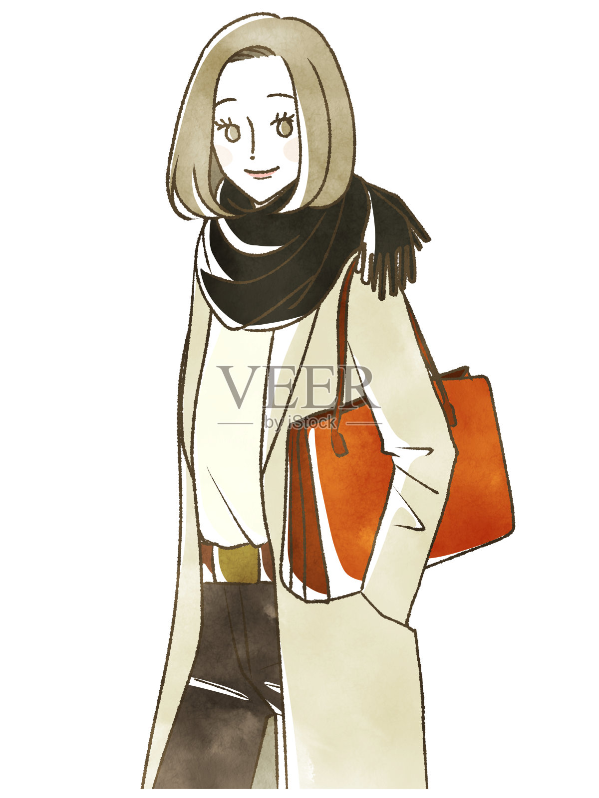 冬天穿衣服的女人插画图片素材