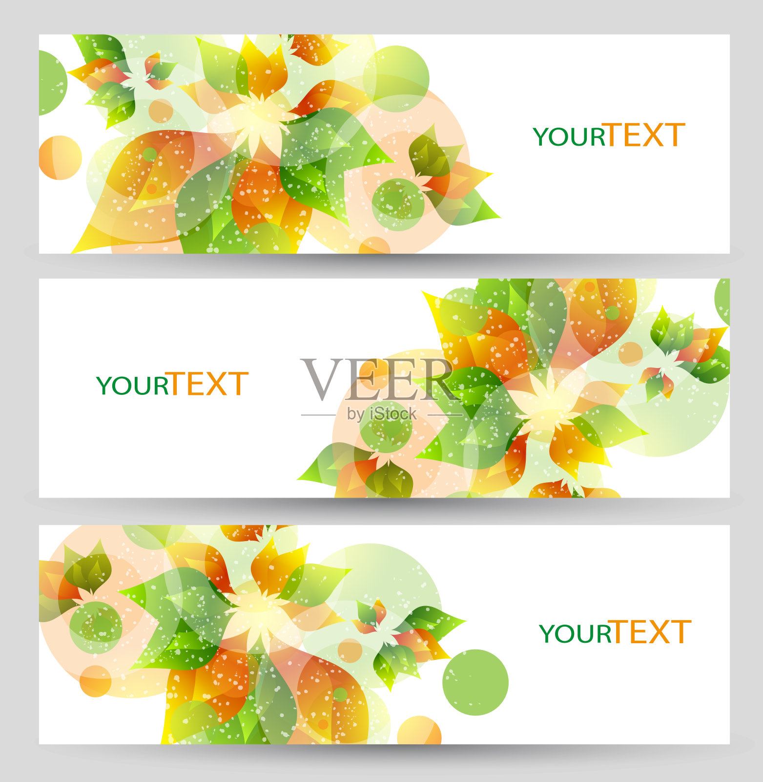 三套自然夏季矢量横幅与花卉元素插画图片素材