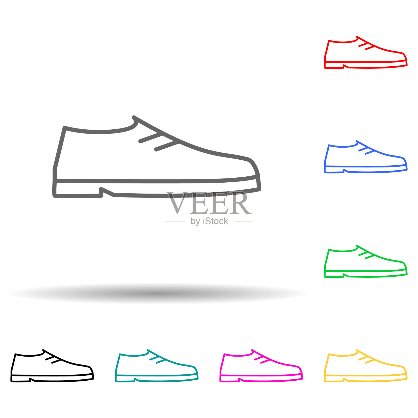 鞋子多色风格图标。简单的细线，轮廓向量的服装图标的ui和ux，网站或移动应用程序插画图片素材