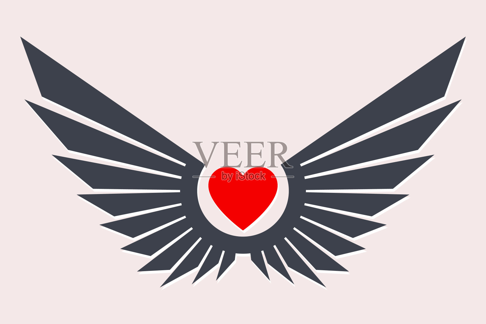 长着翅膀的心。情人节快乐。爱的象征。纹身模板插画图片素材