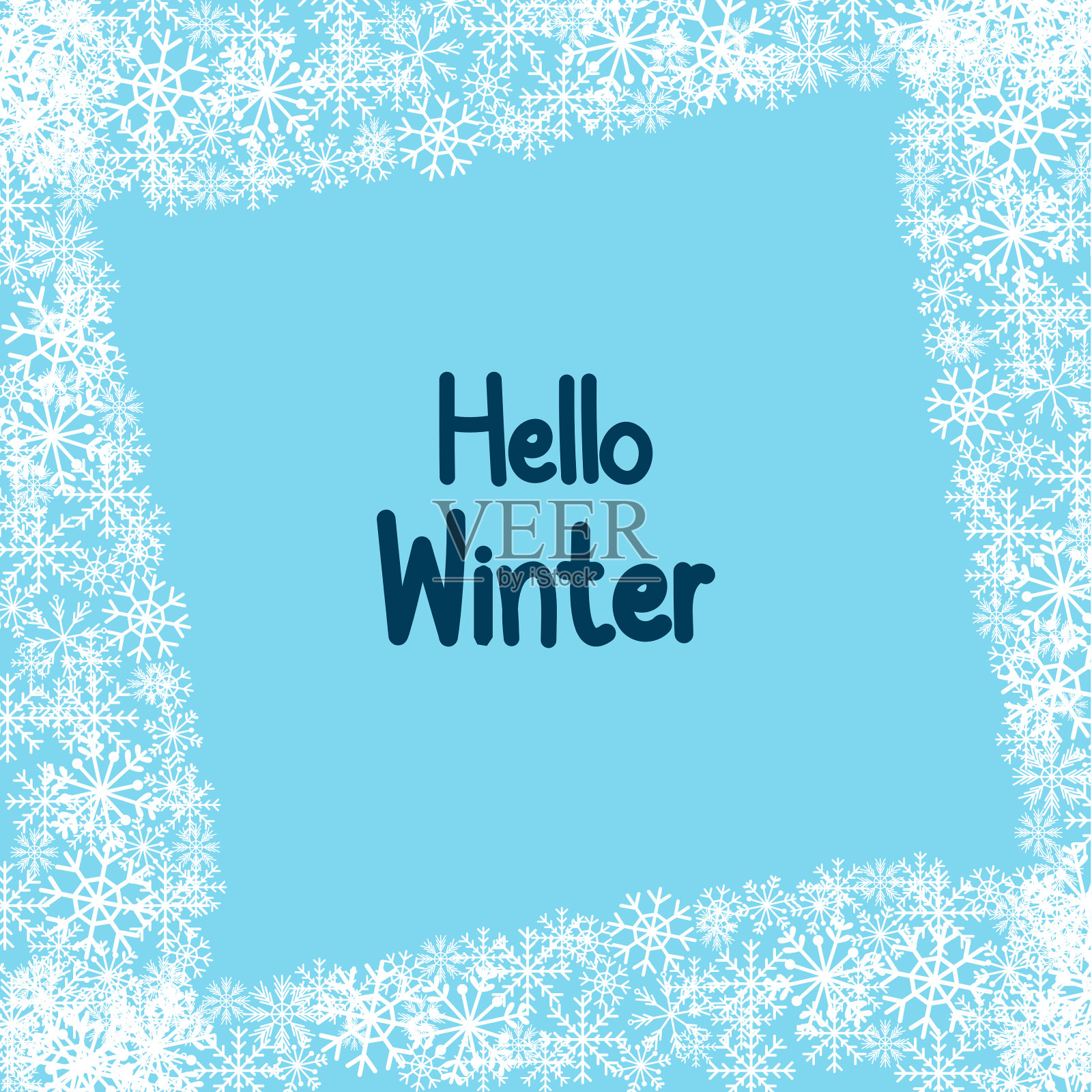 你好冬天手绘背景。插画图片素材