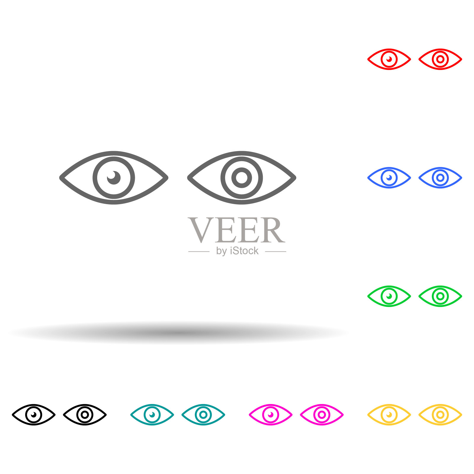 盲眼多色风格图标。简单的细线，轮廓矢量的用户界面和用户体验，网站或移动应用程序禁用图标插画图片素材