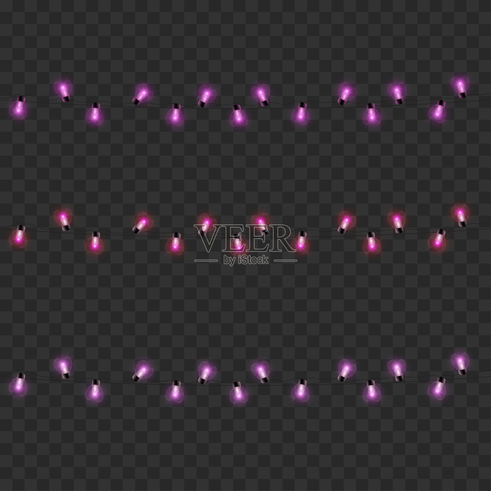 情人节卡片、横幅、海报、网页设计的心形灯。向量。插画图片素材