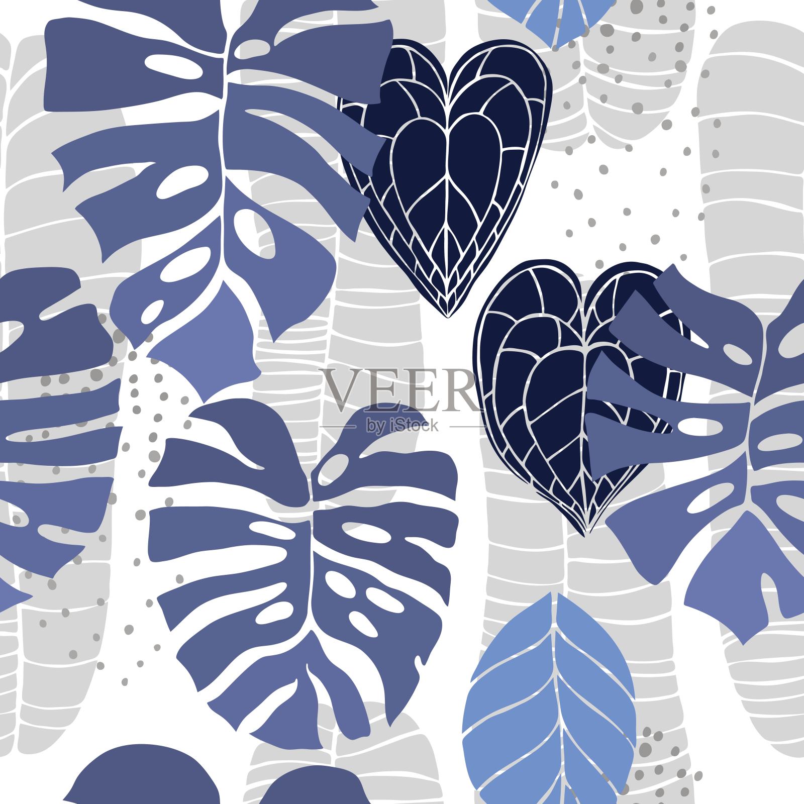 手绘热带植物。插画图片素材