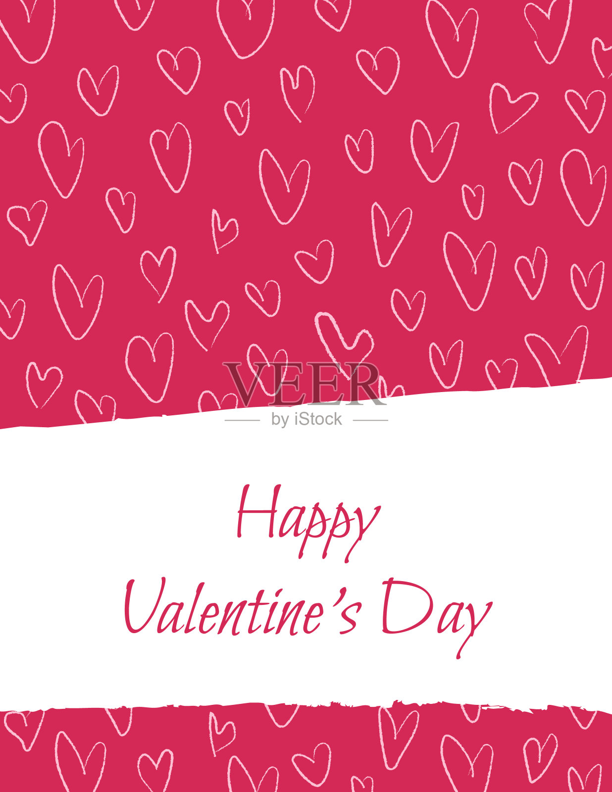 情人节贺卡。粉红色的心与文字在粉红色的背景设计模板素材