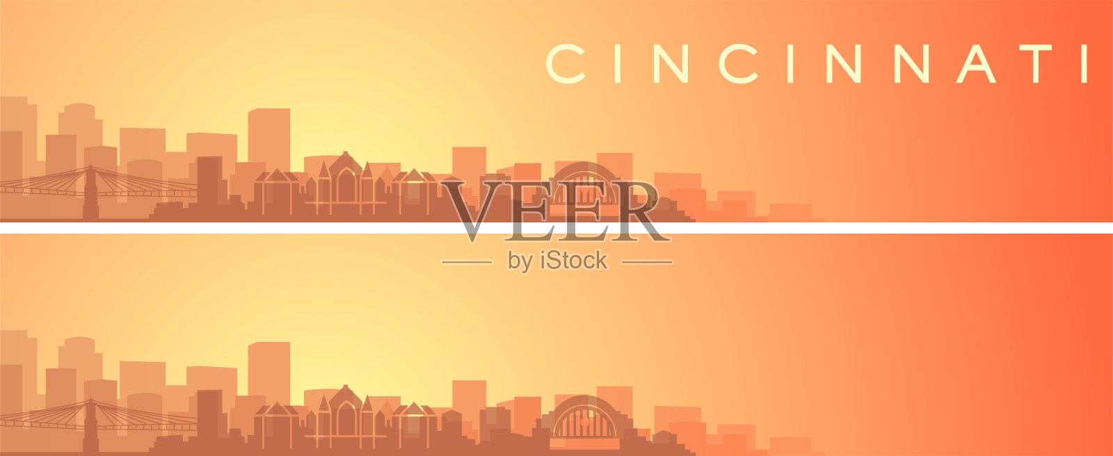 辛辛那提美丽的天际线风景横幅插画图片素材