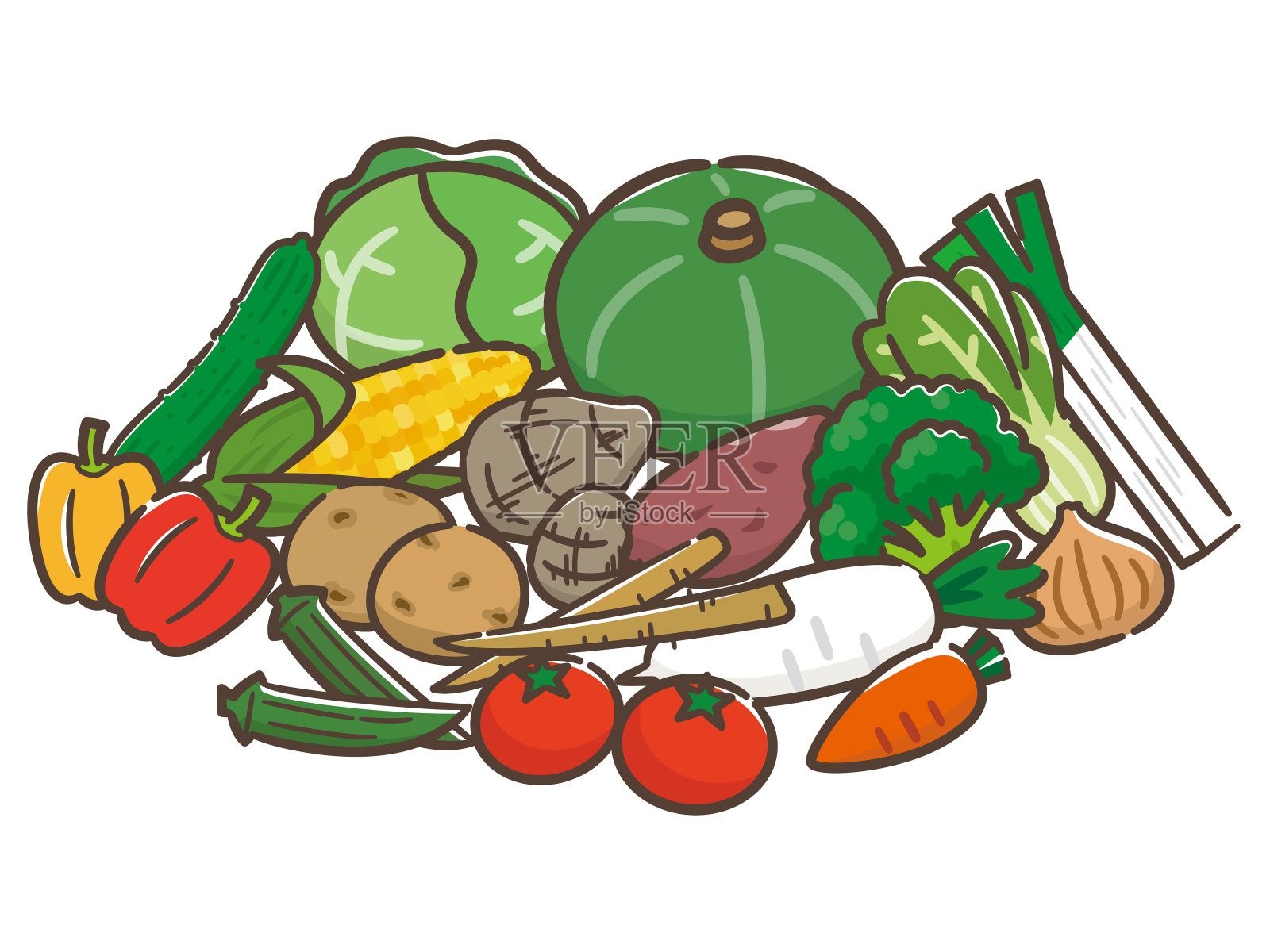 蔬菜孤立在白色背景上的插图插画图片素材