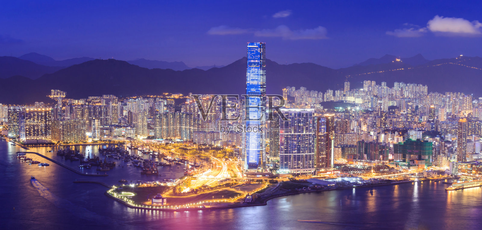 夜晚的香港天际线照片摄影图片